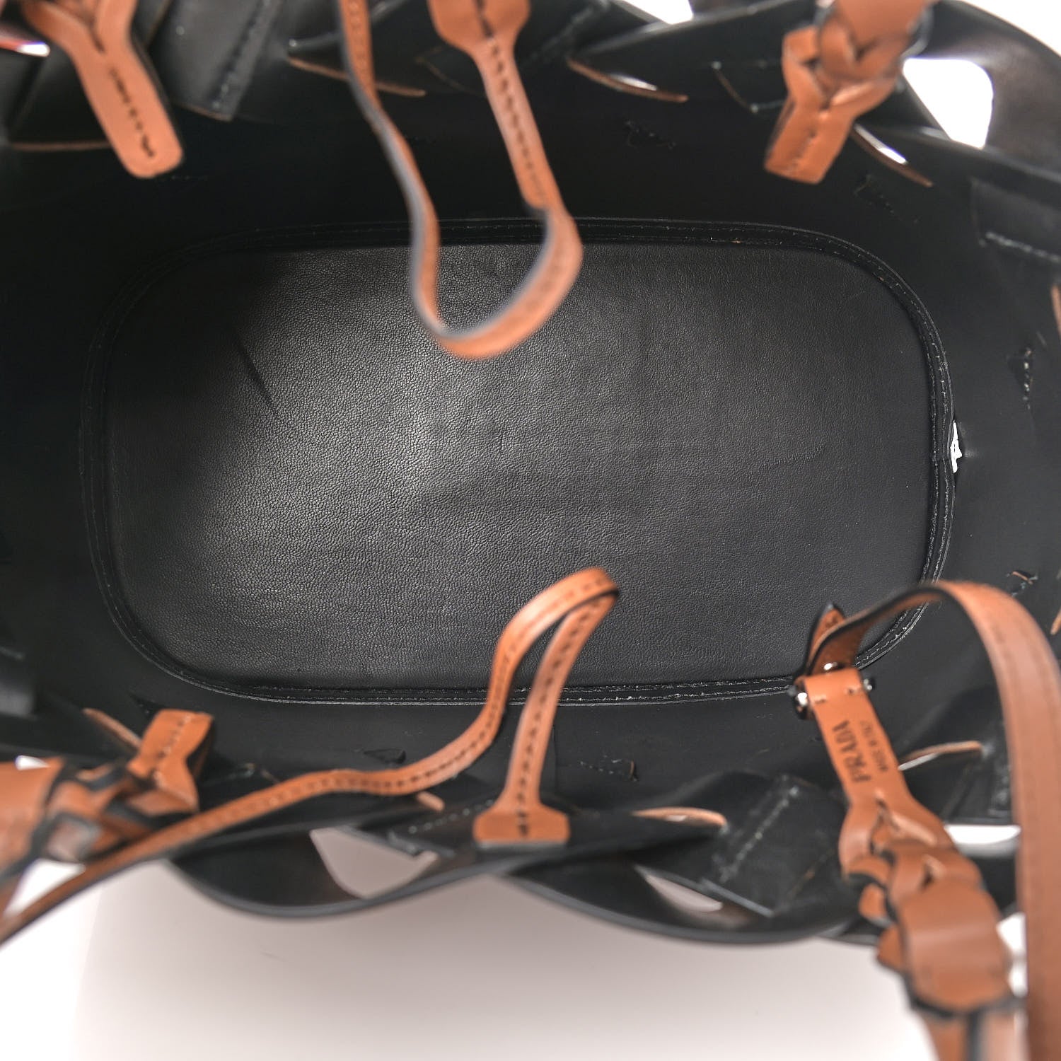 Prada Vitello Intreccio Tote Bag Cognac Black 6 of 12
