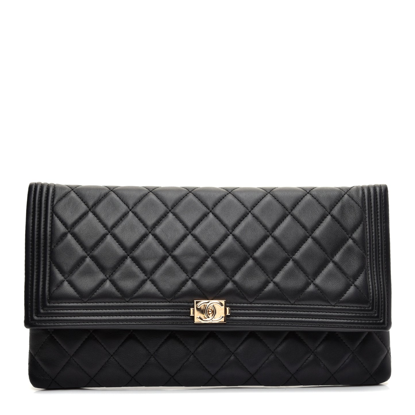 Lambskin Quilted Beauty CC Boy Clutch Black