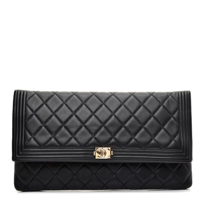 Chanel Lambskin Quilted Beauty CC Boy Clutch Black 1 of 9