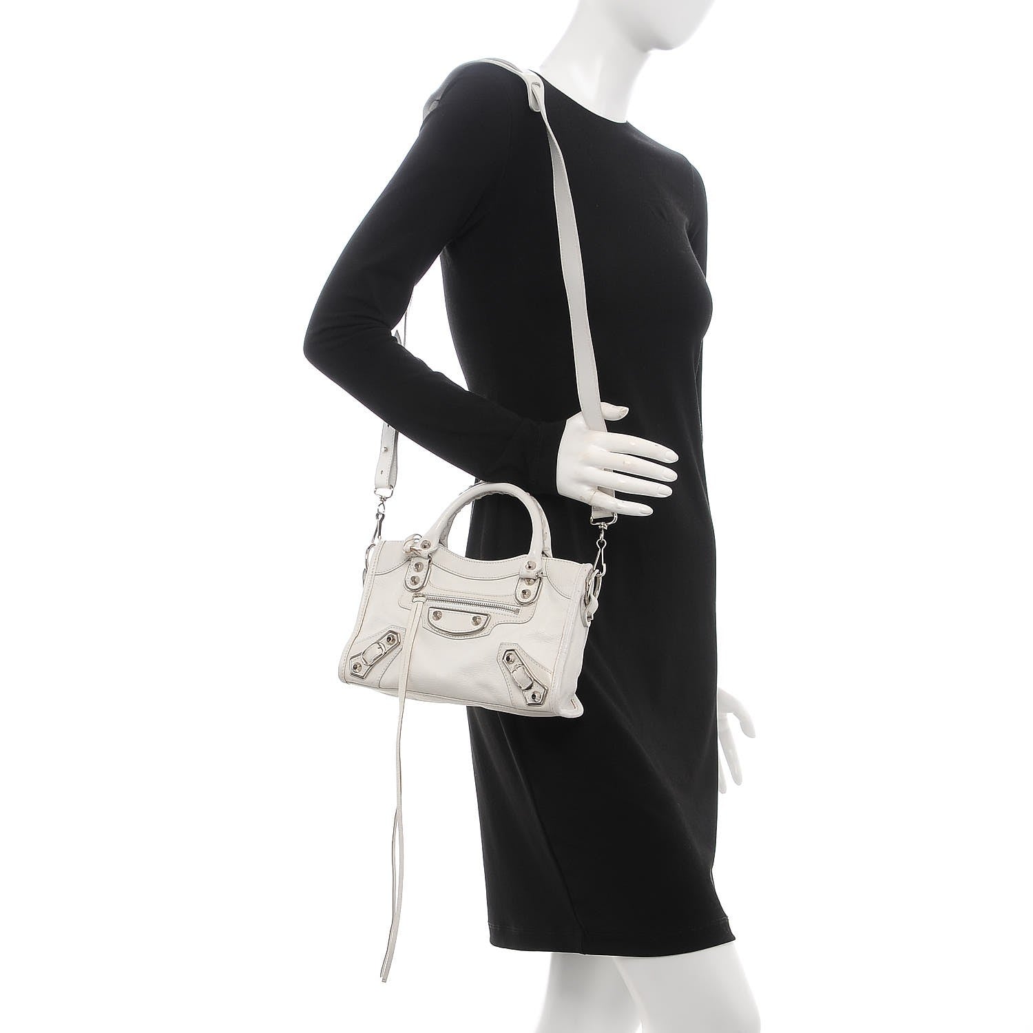 Balenciaga Chevre Silver Metallic Edge Hardware Mini City White 2 of 13