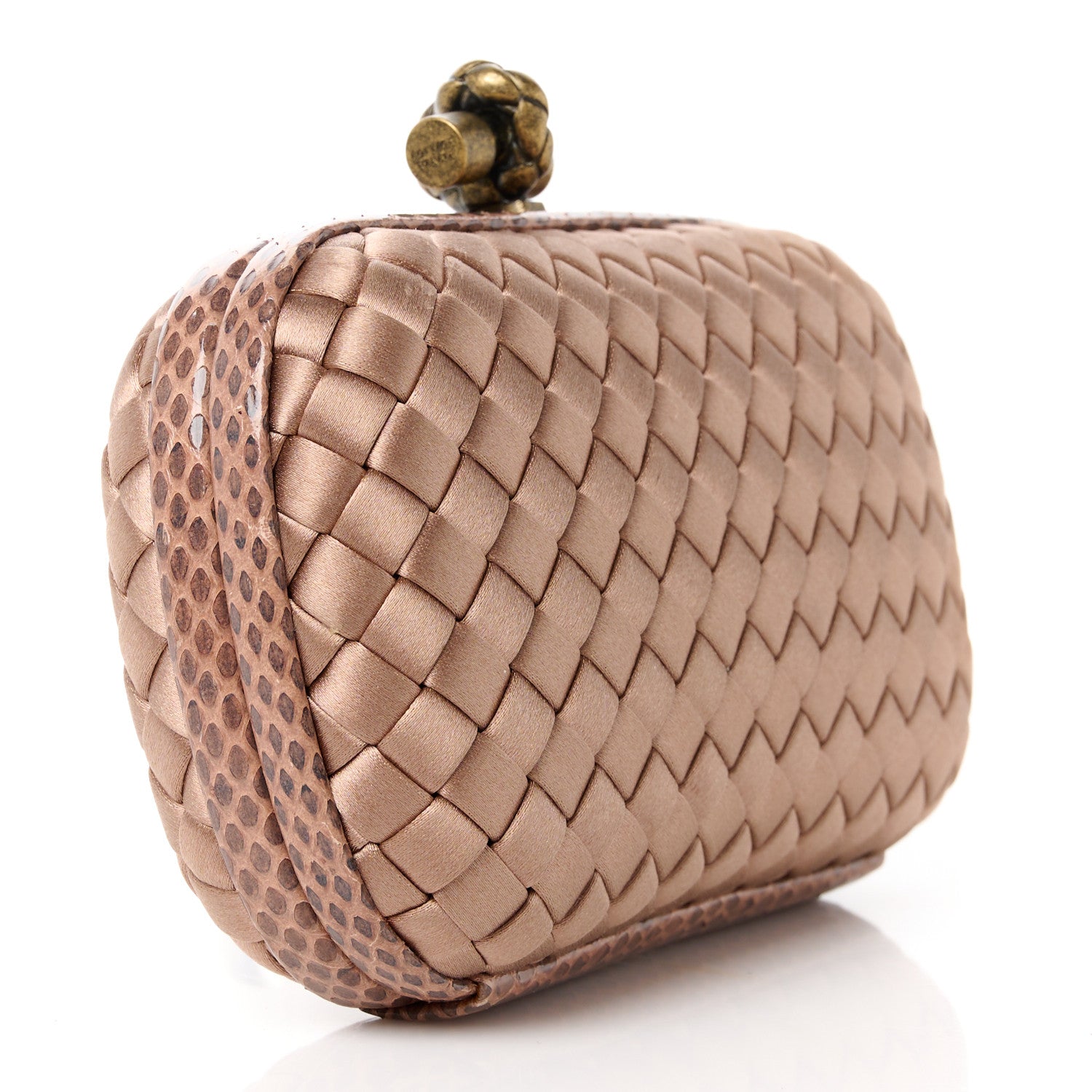 Bottega Veneta Satin Intreccio Impero Ayers Knot Clutch Blush 3 of 9