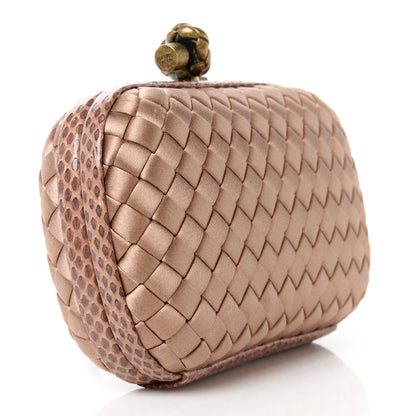 Bottega Veneta Satin Intreccio Impero Ayers Knot Clutch Blush 3 of 9