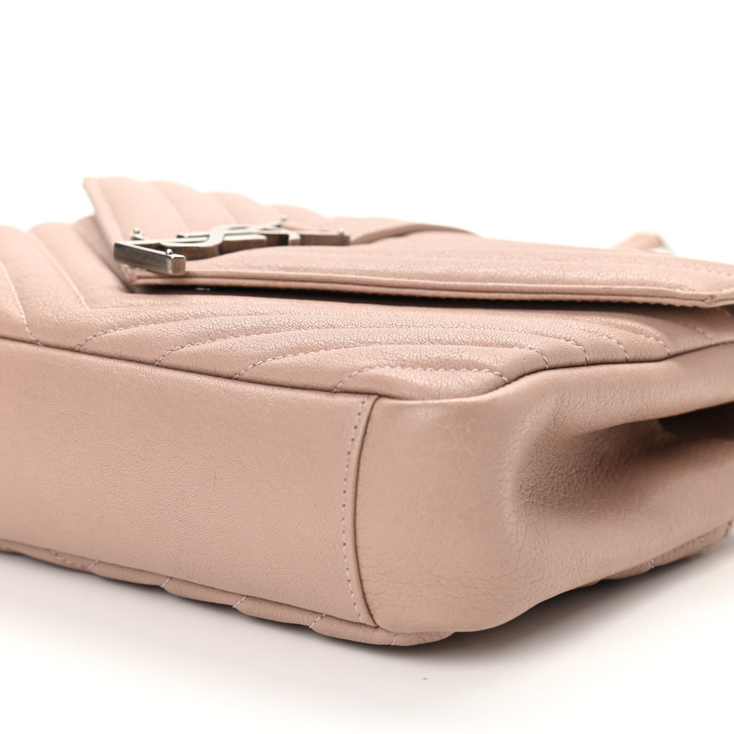 Saint Laurent Sheepskin Matelasse Chevron Monogram Medium College Bag Rose Poudre 9 of 9