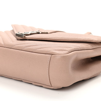 Saint Laurent Sheepskin Matelasse Chevron Monogram Medium College Bag Rose Poudre 9 of 9