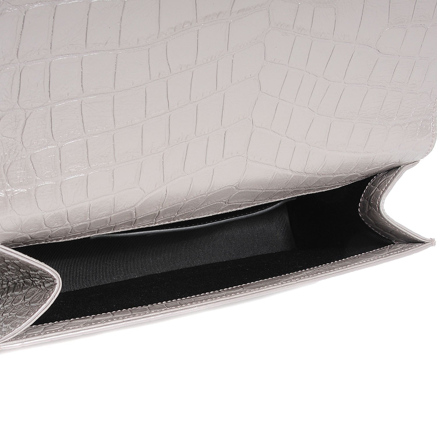 Saint Laurent Crocodile Embossed Classic Monogram Clutch Fog 5 of 8