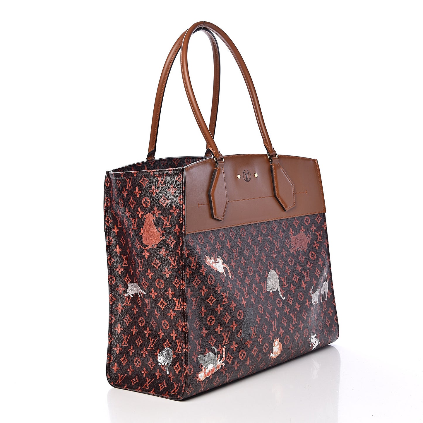 Calfskin Catogram City Steamer Cabas XXL Orange Marron