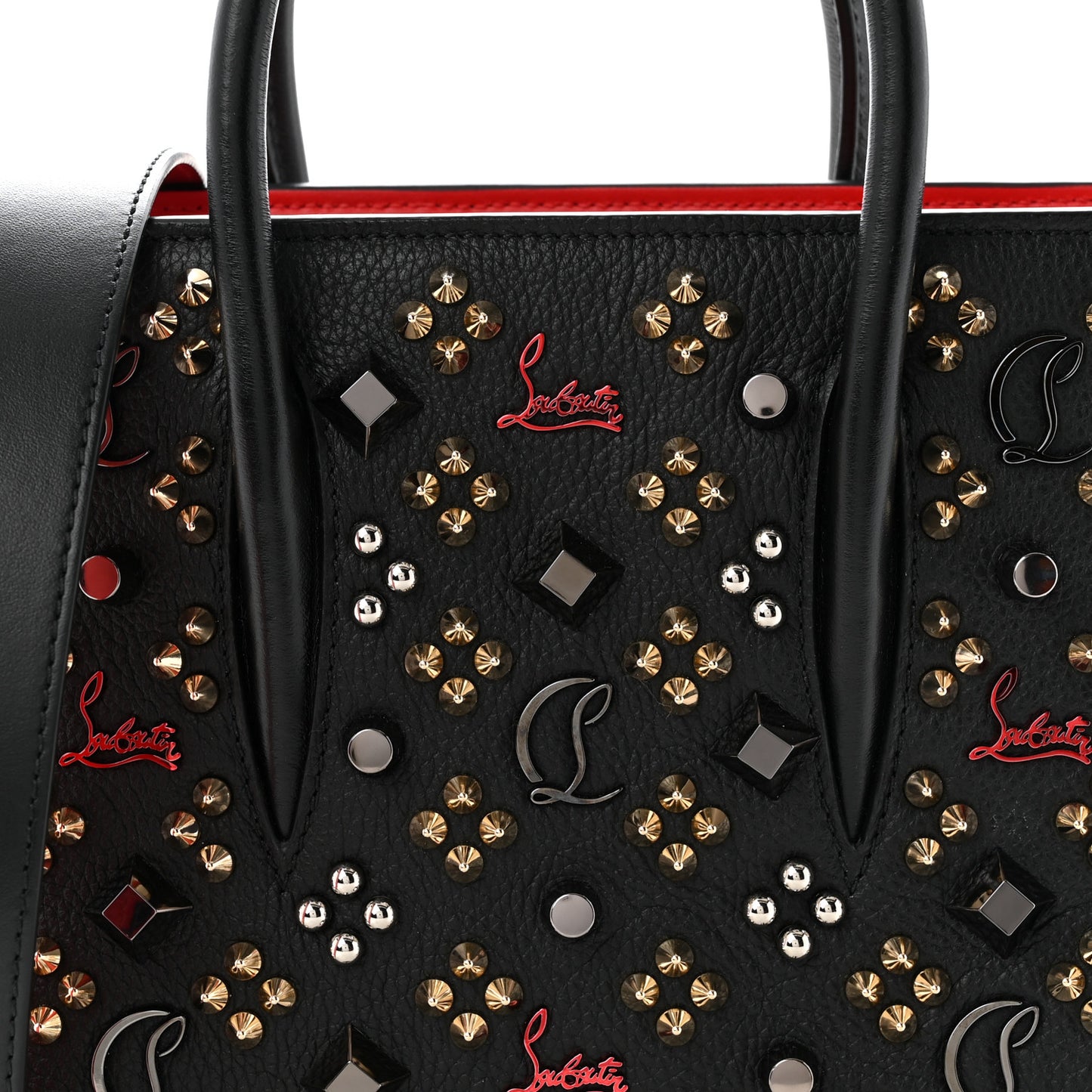 Calfskin Spikes Loubinthesky Mini Paloma Black Multicolor