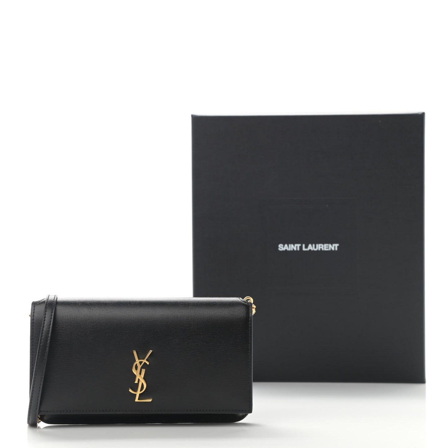 Smooth Calfskin Monogram Phone Holder Crossbody Black