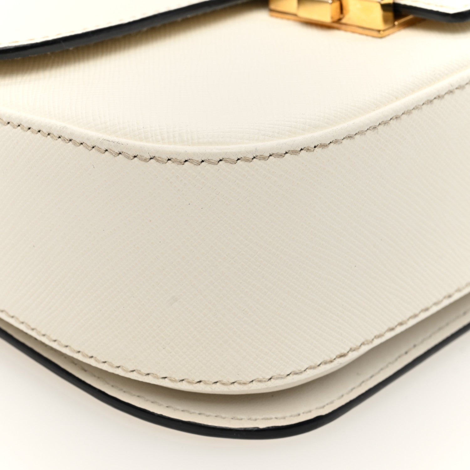 Prada Saffiano Lux Embleme Flap Shoulder Bag White 8 of 9