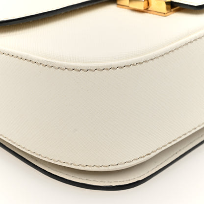 Prada Saffiano Lux Embleme Flap Shoulder Bag White 8 of 9