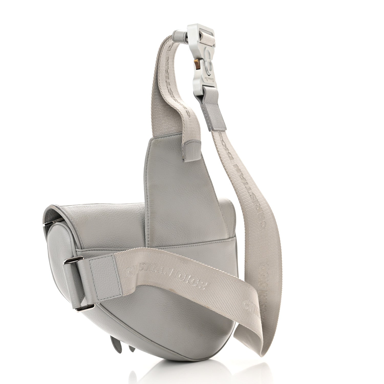 Christian Dior Grained Calfskin Kim Jones Saddle Bag Light Grey 3 of 14