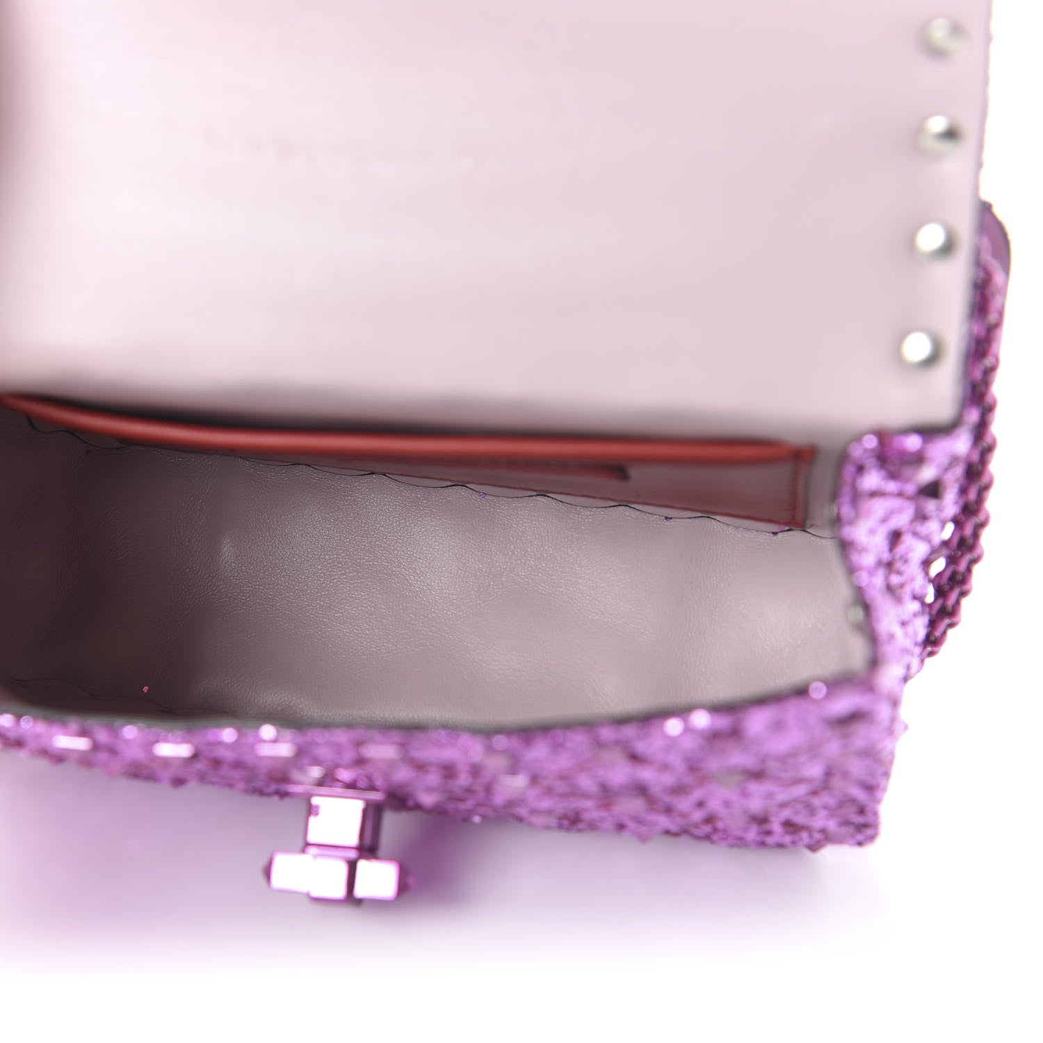 Valentino Garavani Glitter Mini Rockstud Spike Shoulder Bag Water Lilac 5 of 10