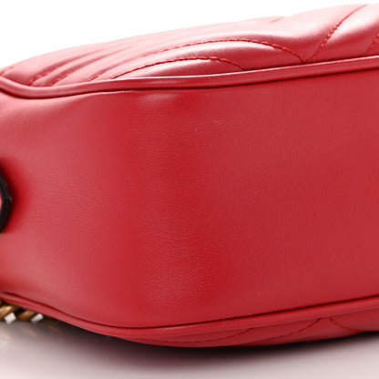 Gucci Calfskin Matelasse Small GG Marmont Chain Shoulder Bag Hibiscus Red 9 of 10
