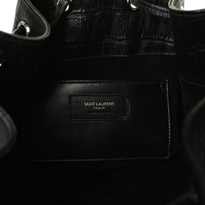 Saint Laurent Calfskin Crocodile Embossed Large Emmanuelle Bucket Bag Black 10 of 31