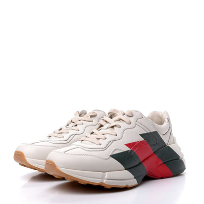 Gucci Calfskin Web Printed Mens Rhyton Sneakers 9.5 Mystic White 3 of 11