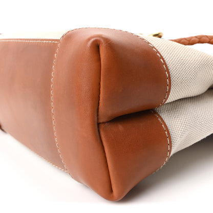 Bottega Veneta Washed Canvas Calfskin Small Andiamo Shoulder Bag Natural Light Wood 10 of 10