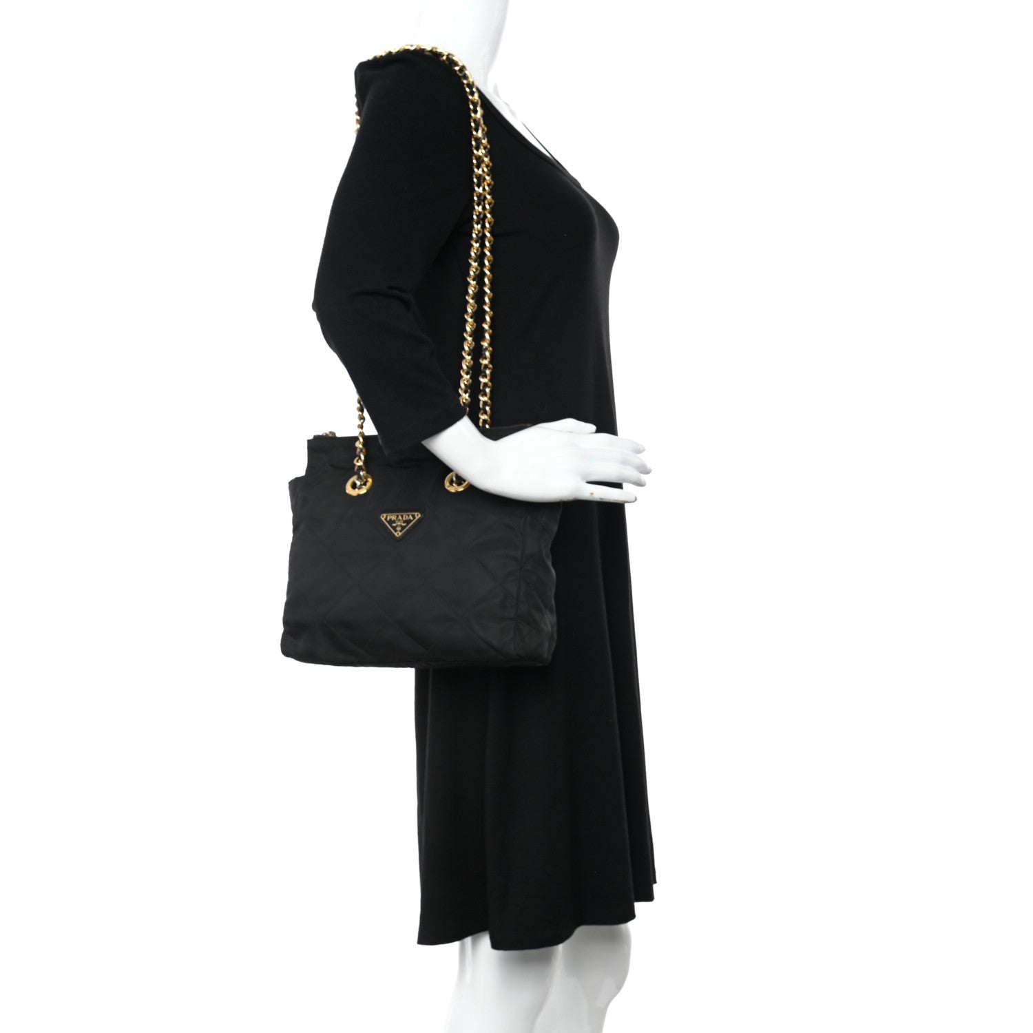 Prada Nylon Tessuto Quilted Shoulder Bag Black 2 of 15