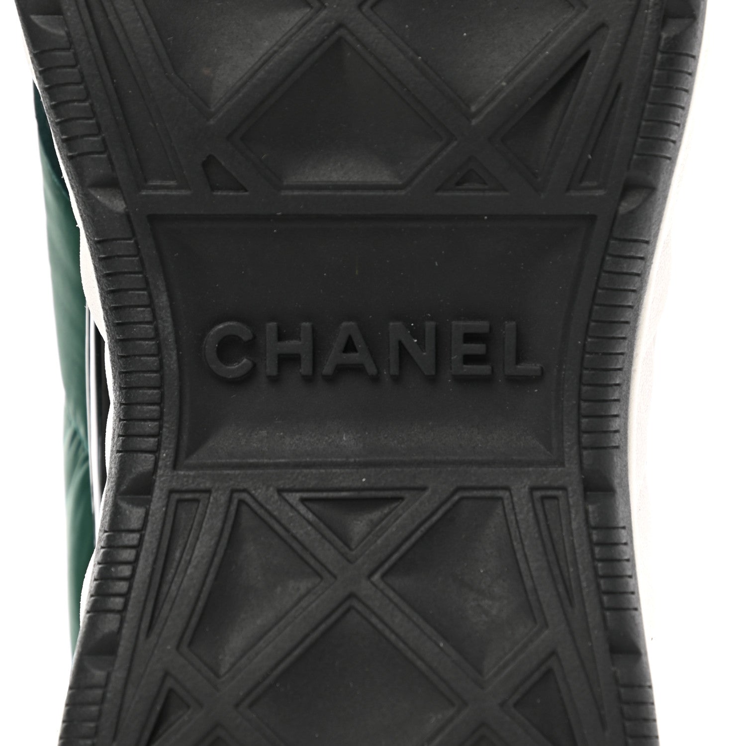 Chanel Nylon Suede Calfskin Womens Logo Sneakers 36.5 Green 6 of 9
