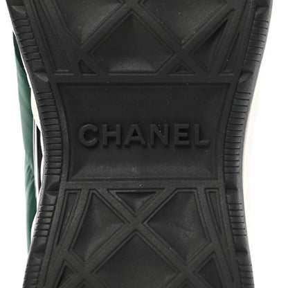 Chanel Nylon Suede Calfskin Womens Logo Sneakers 36.5 Green 6 of 9