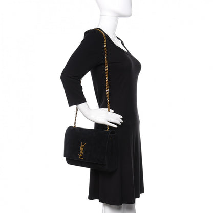 Saint Laurent Smooth Calfskin Suede Medium Reversible Monogram Kate Satchel Black 3 of 20