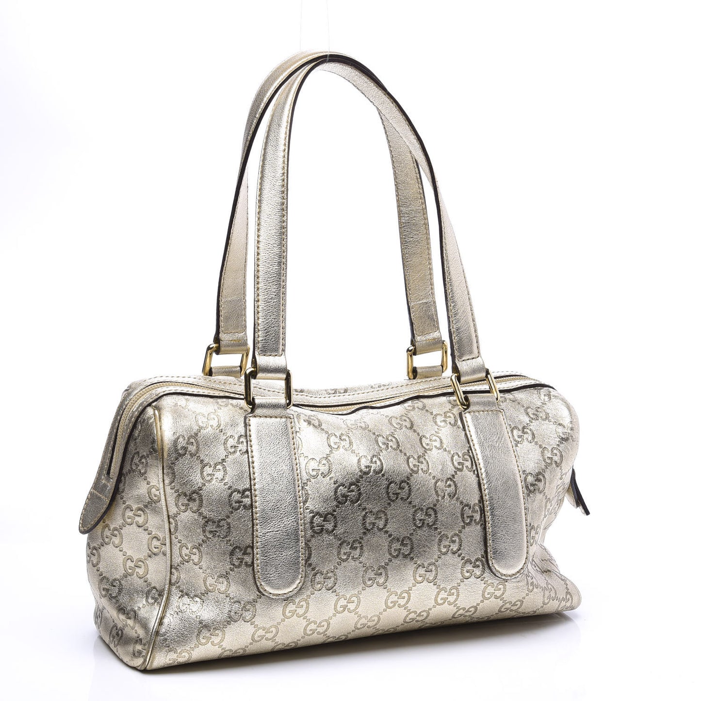 Metallic Guccissima Small Boston Gold