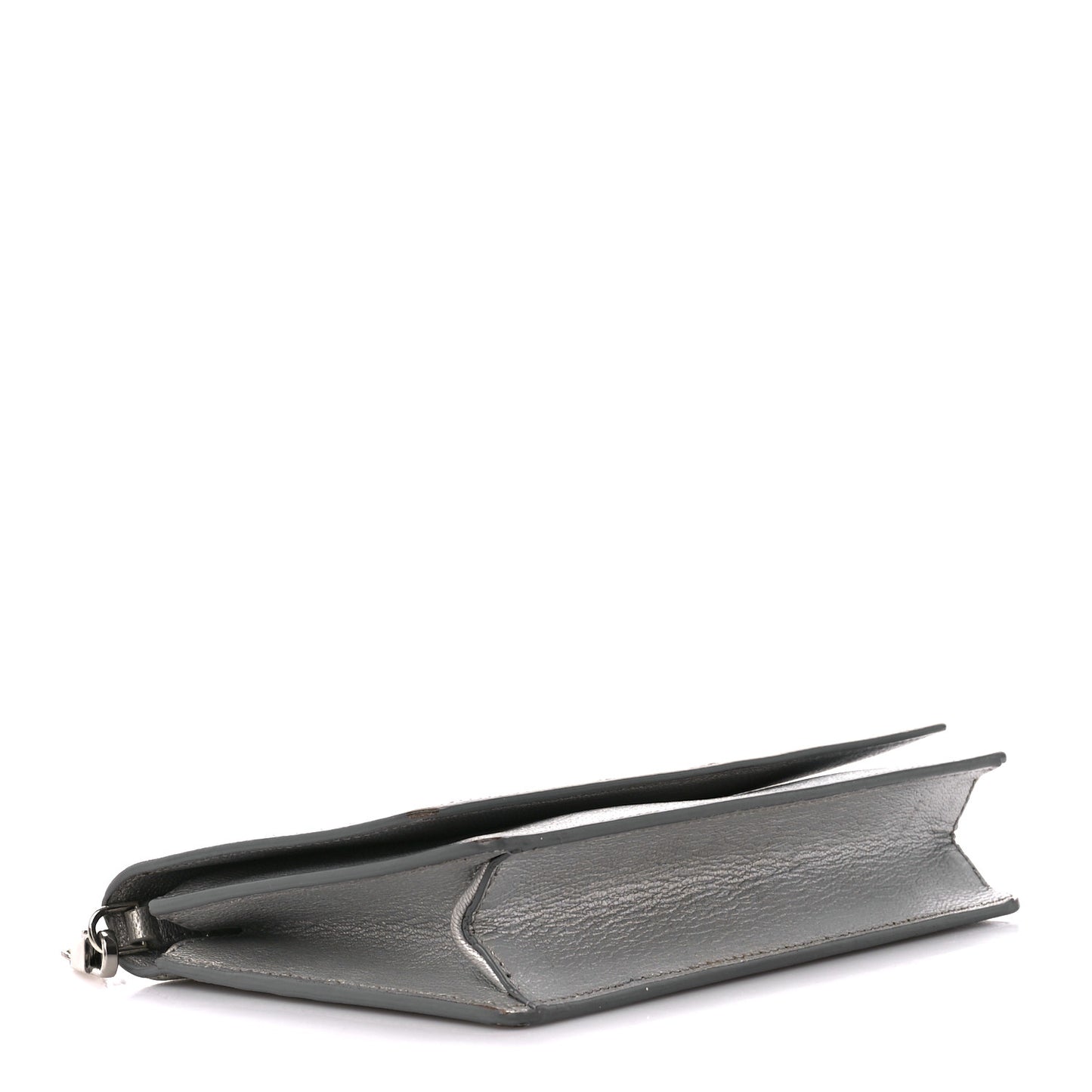Metallic Sugar Goatskin Pandora Chain Wallet Silver