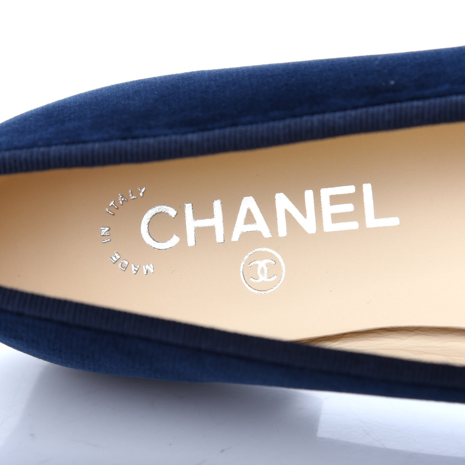 Chanel Velvet Cap Toe Ballerina Flats 39 Navy 8 of 11