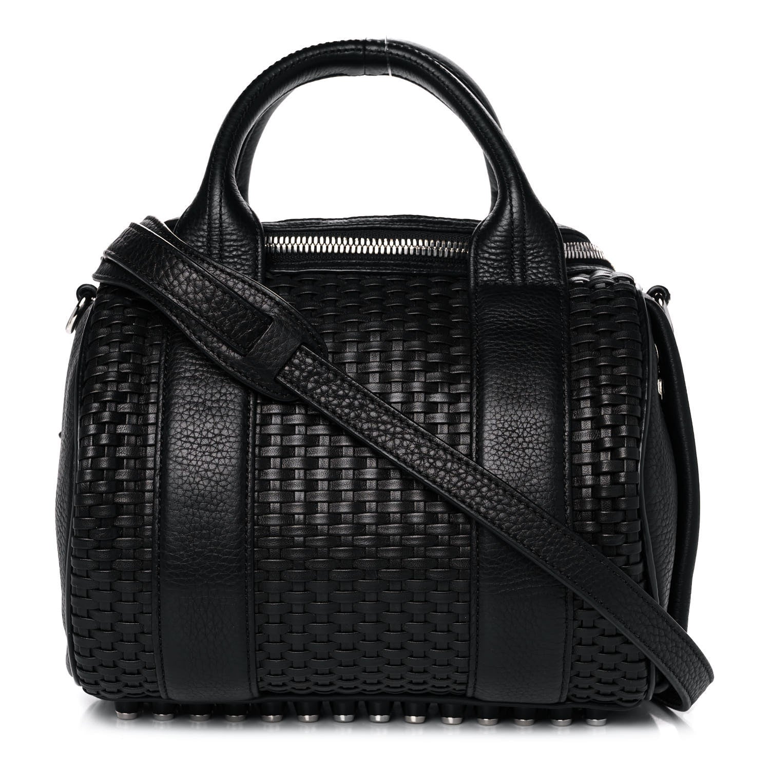 Alexander Wang Pebbled Lambskin Woven Rocco Black Silver Hardware 1 of 9