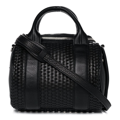 Alexander Wang Pebbled Lambskin Woven Rocco Black Silver Hardware 1 of 9