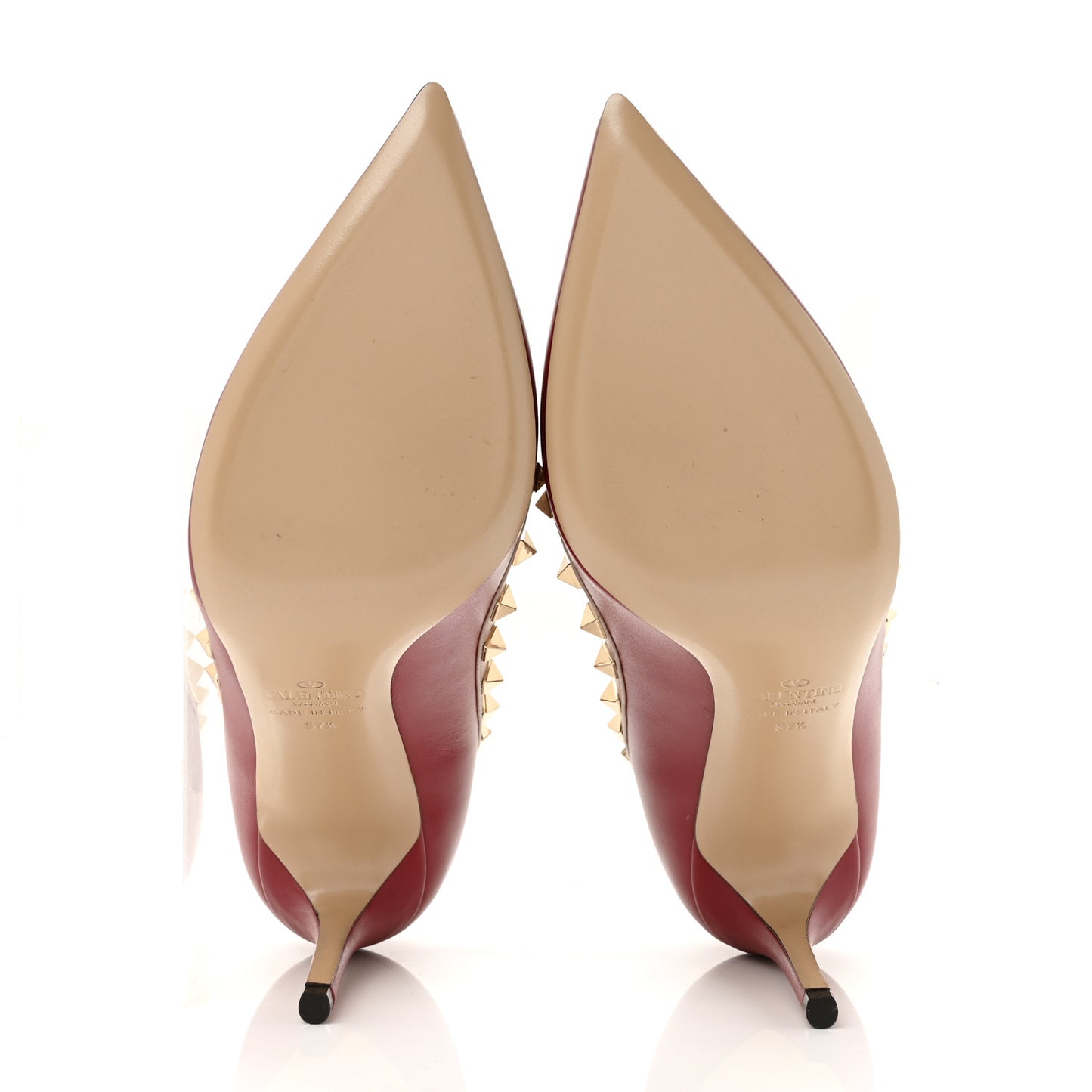 Calfskin Rockstud 85mm Pumps 37.5 Rosso Valentino Poudre