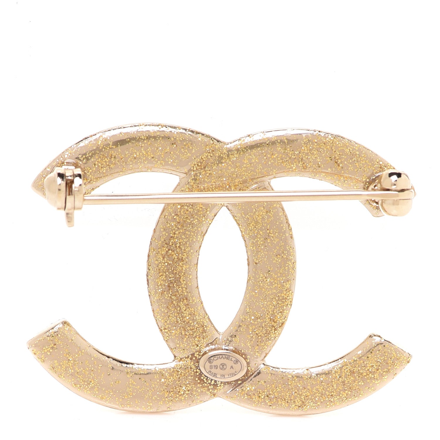 Chanel Metal Quilted Crystal CC Brooch Light Gold 3 of 5