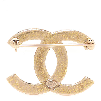 Chanel Metal Quilted Crystal CC Brooch Light Gold 3 of 5