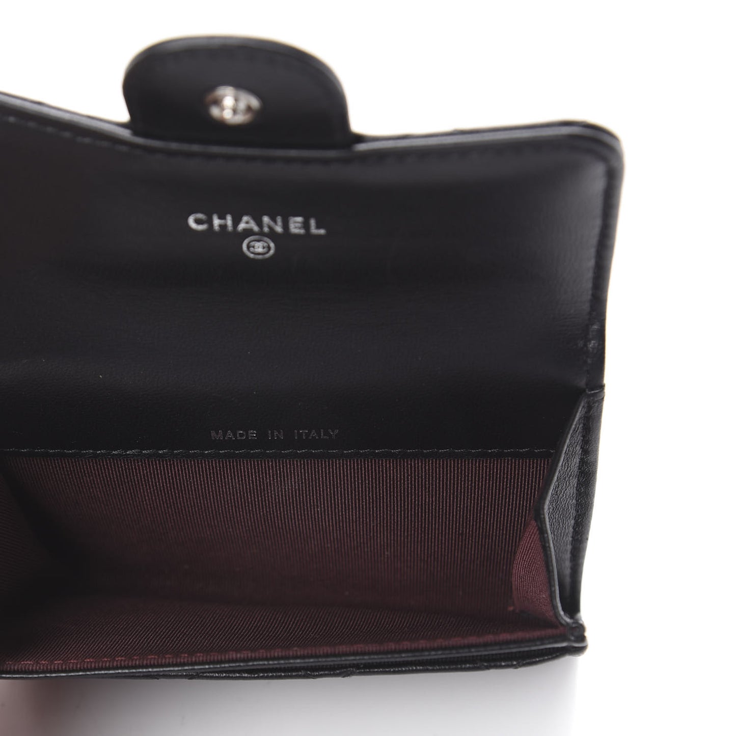 Lambskin Quilted Flap Card Holder Black
