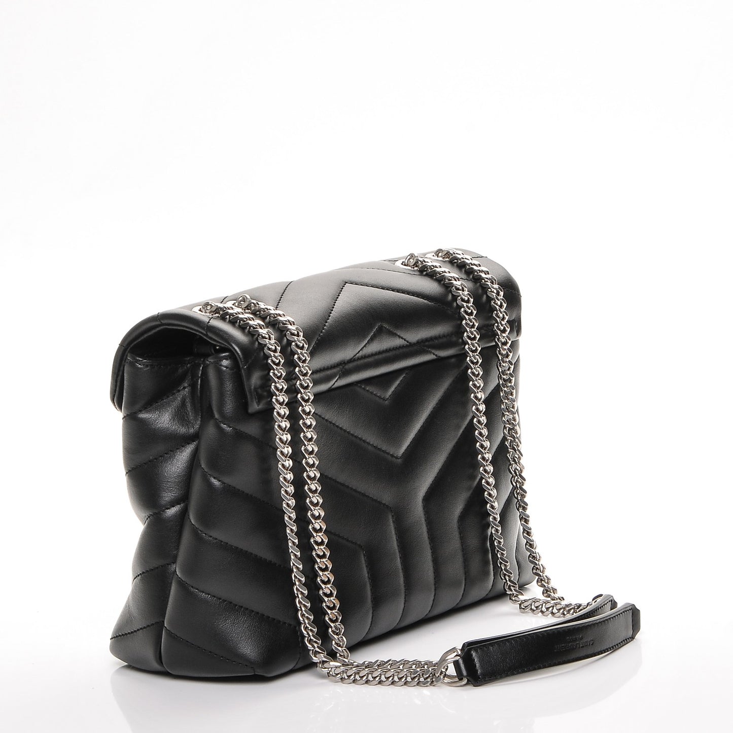 Calfskin Y Quilted Monogram Small Loulou Chain Satchel Black