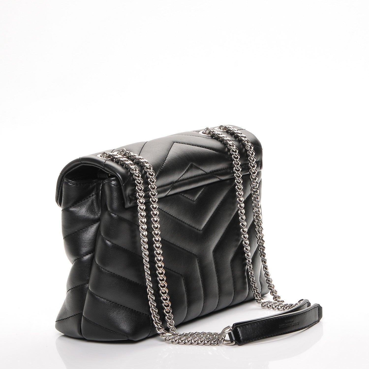 Saint Laurent Calfskin Y Quilted Monogram Small Loulou Chain Satchel Black 3 of 7
