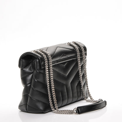 Saint Laurent Calfskin Y Quilted Monogram Small Loulou Chain Satchel Black 3 of 7