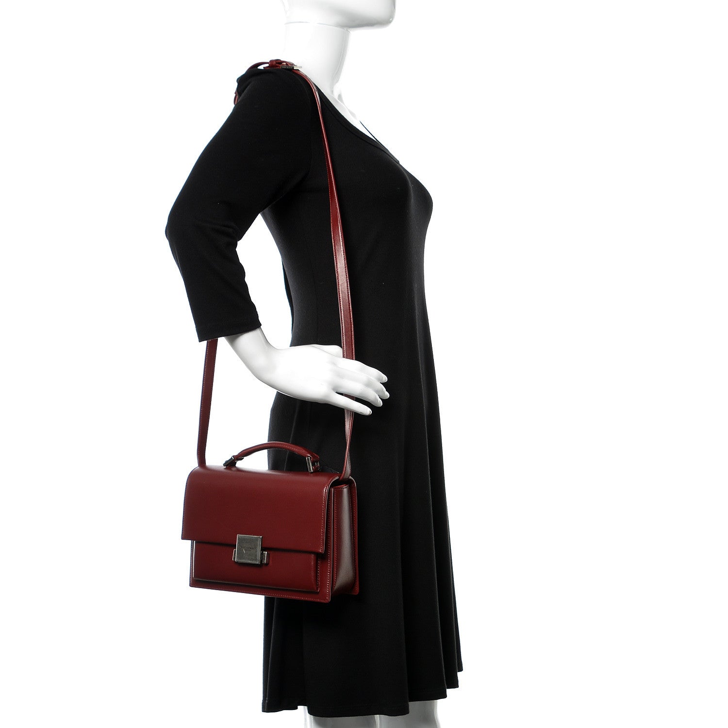 Saint Laurent Calfskin Medium Bellechasse Satchel Burgundy 2 of 12
