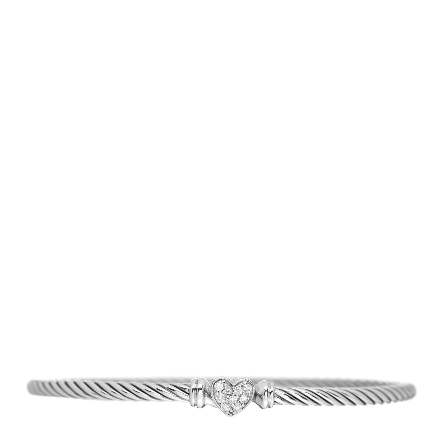Sterling Silver Diamond Cable Collectibles Heart Bracelet