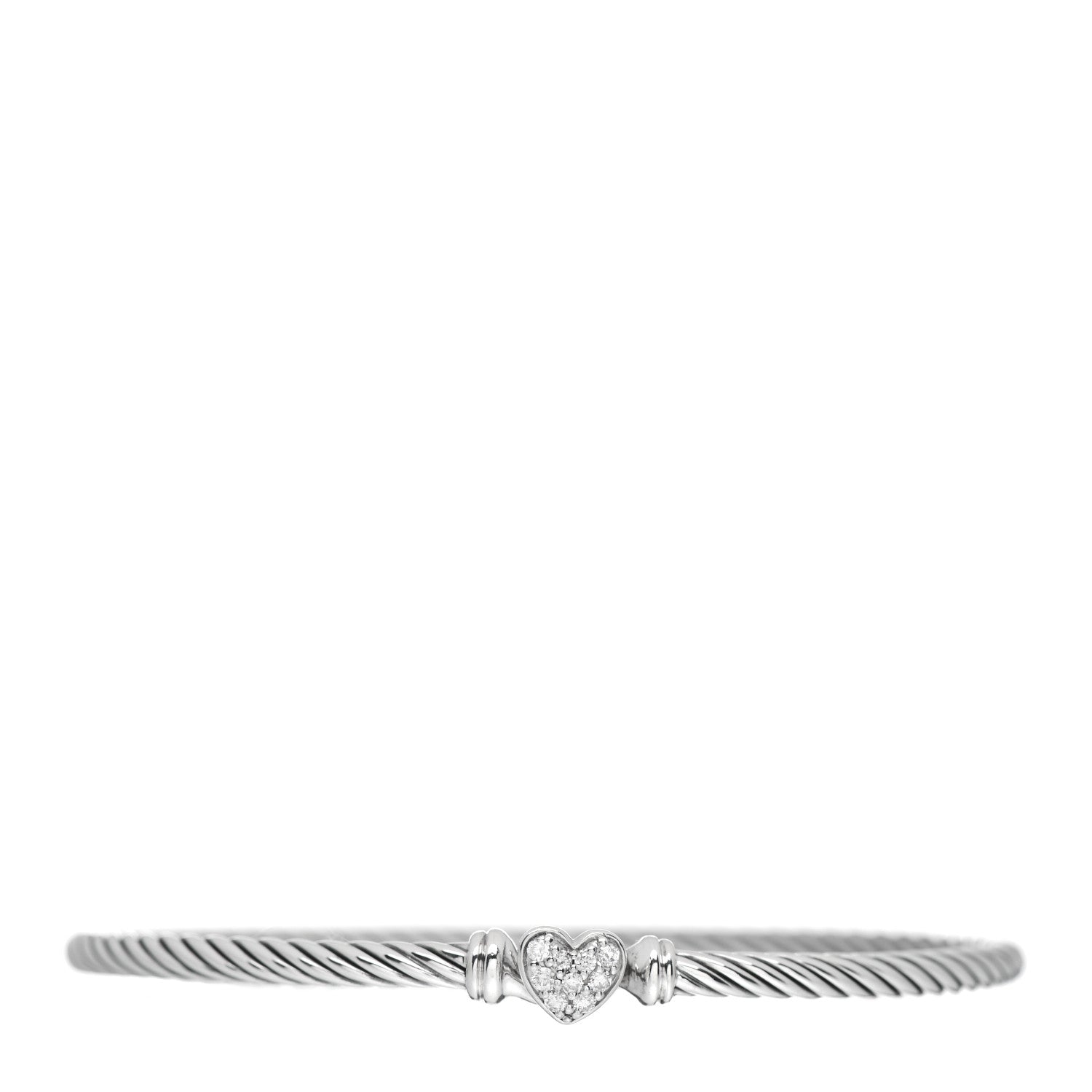 David Yurman Sterling Silver Diamond Cable Collectibles Heart Bracelet 1 of 4