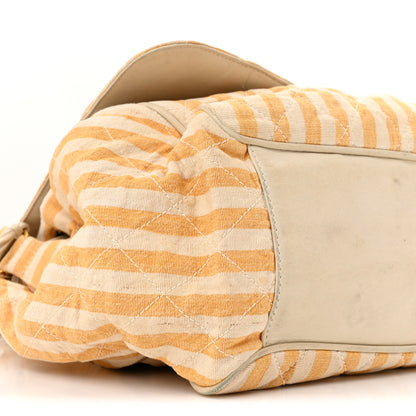 Chanel Canvas Striped CC Flap Ivory Yellow 9 of 15