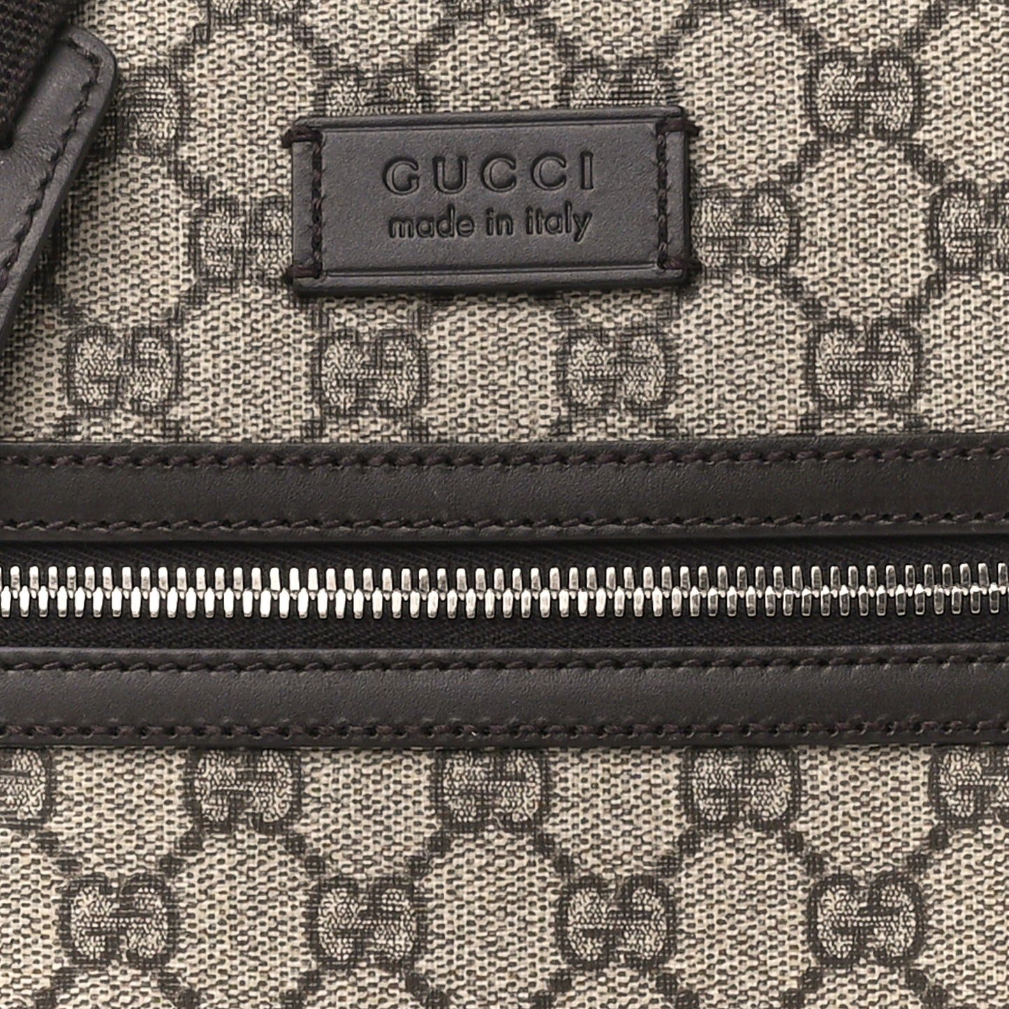 GG Supreme Monogram Selleria Calfskin Small Flat Side Zip Messenger Bag Beige Ebony Cocoa Dark Chocolate