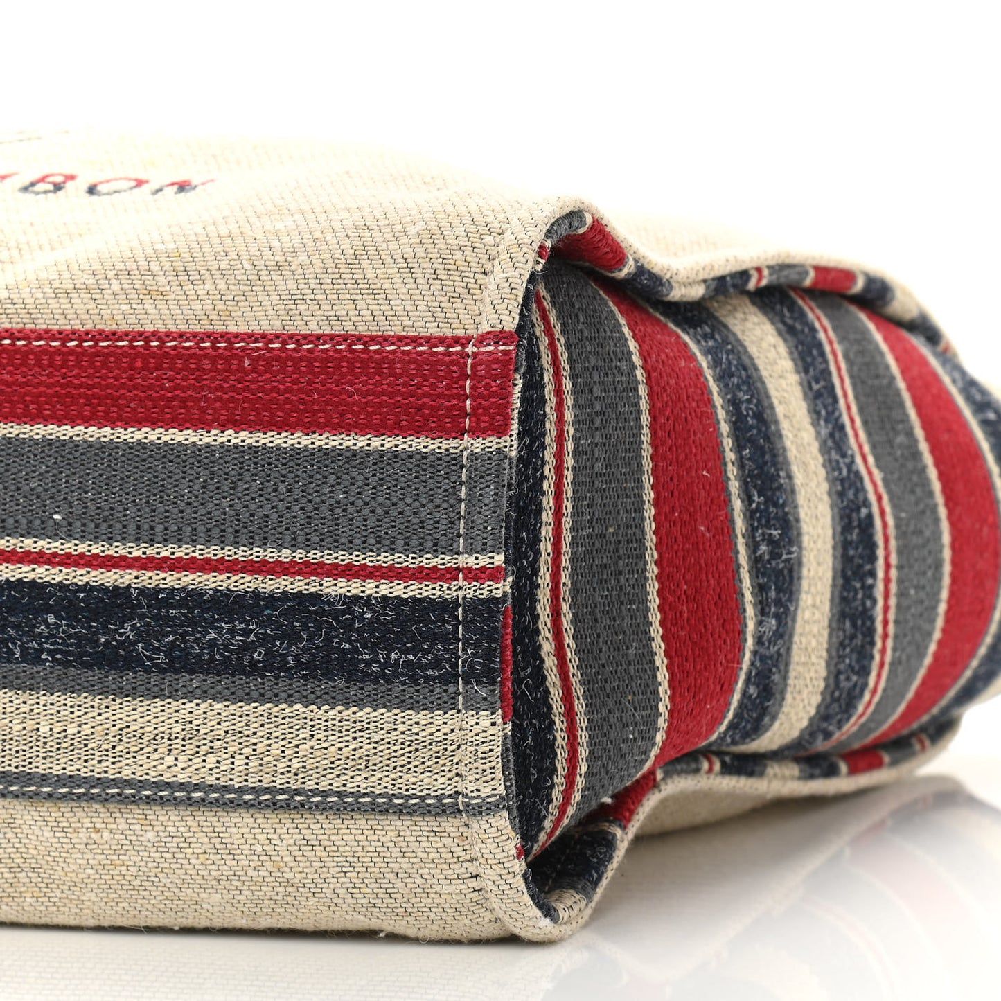 Striped Canvas Large Deauville Tote Beige