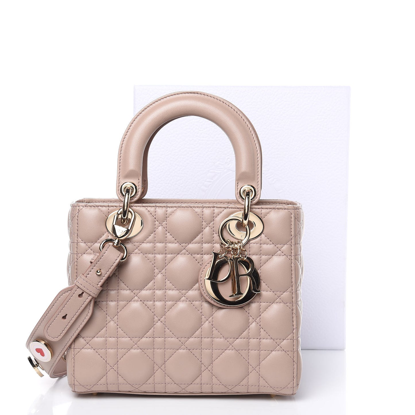 Lambskin Cannage Small Lucky Badges My Lady Dior Taupe