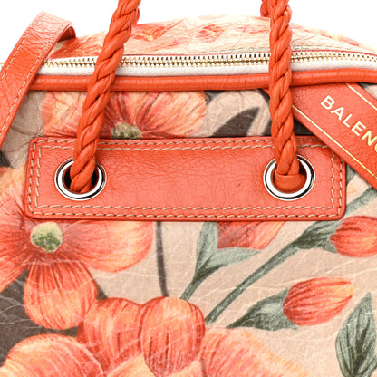 Balenciaga Agneau Floral Print Small Blanket Square Tote Orange 7 of 10