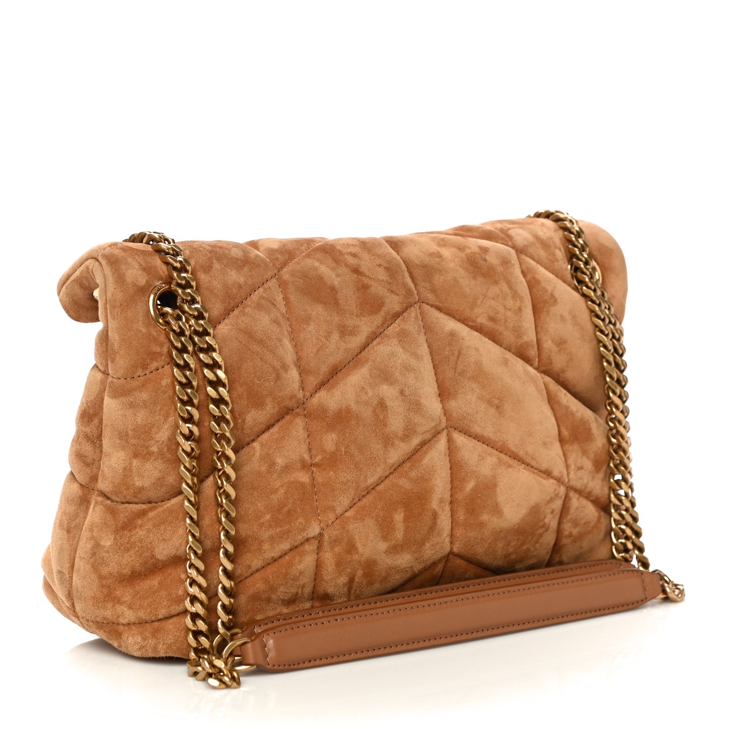 Suede Calfskin Quilted Small Loulou Puffer Monogram Chain Satchel Cinnamon