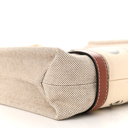 Chloe Cotton Calfskin Small Woody Ribbon Tote With Strap White Brown 9 of 10
