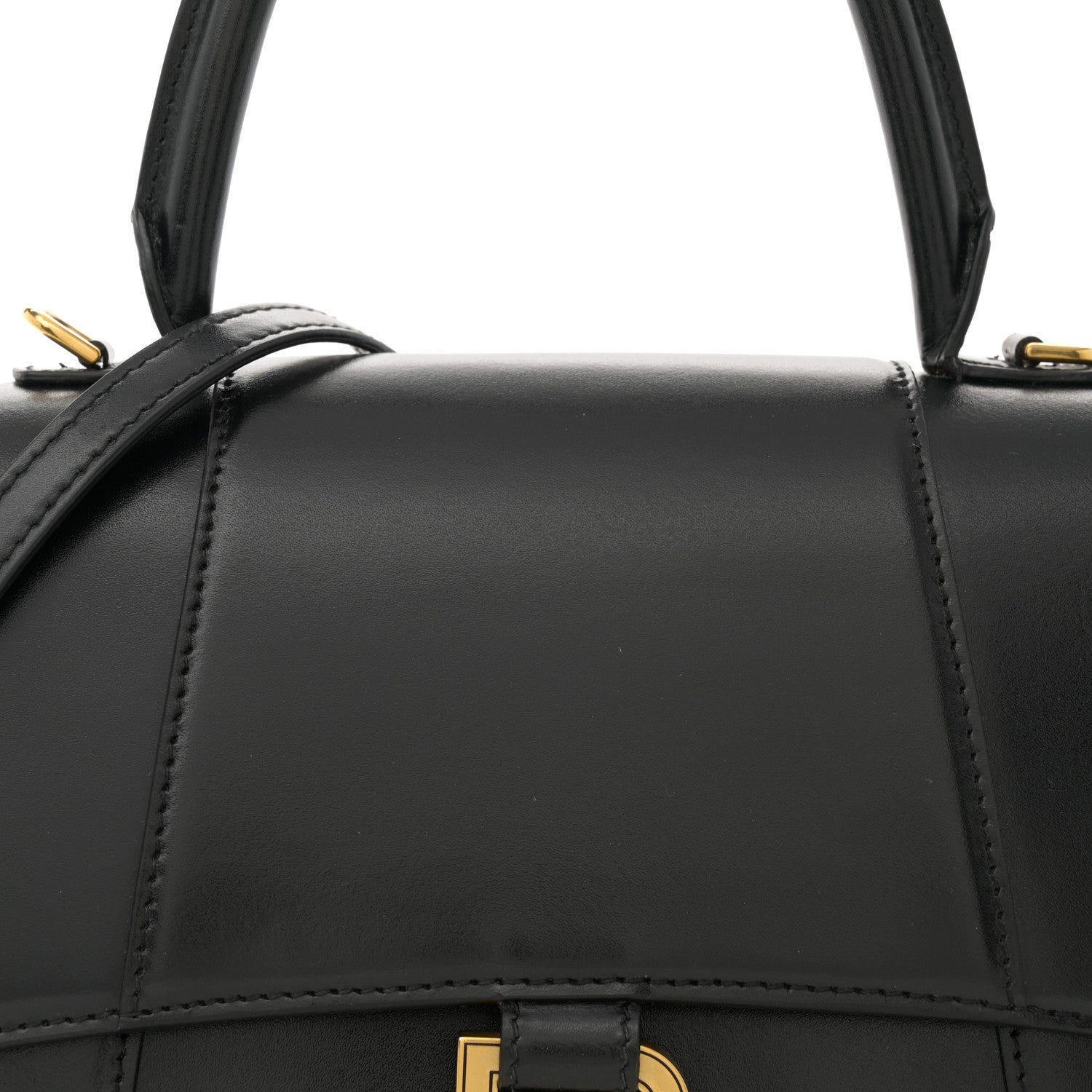 Balenciaga Shiny Box Calfskin Small Hourglass Top Handle Bag Black 7 of 13