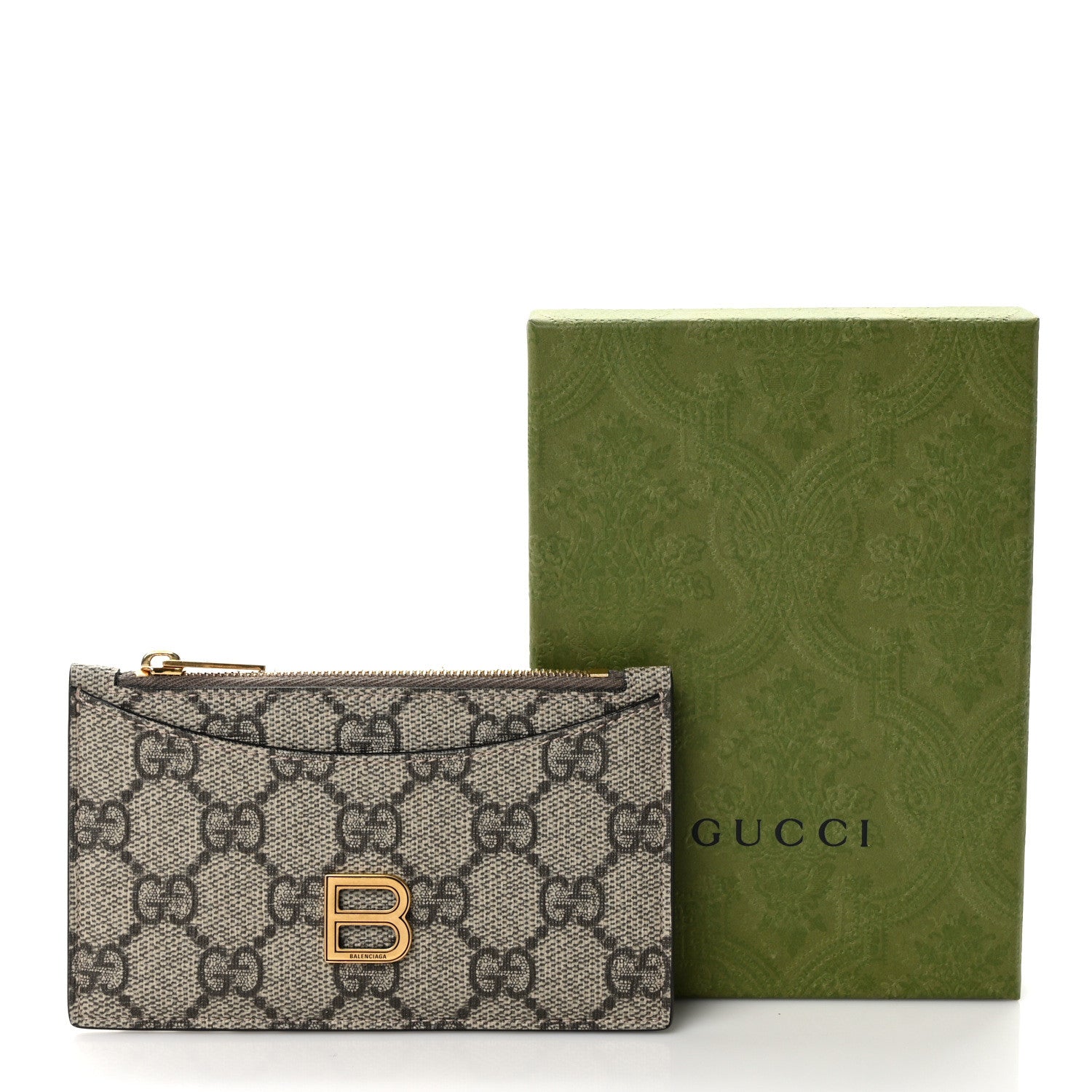 Gucci X BALENCIAGA GG Supreme Monogram Zip Card Case Beige Ebony 7 of 7