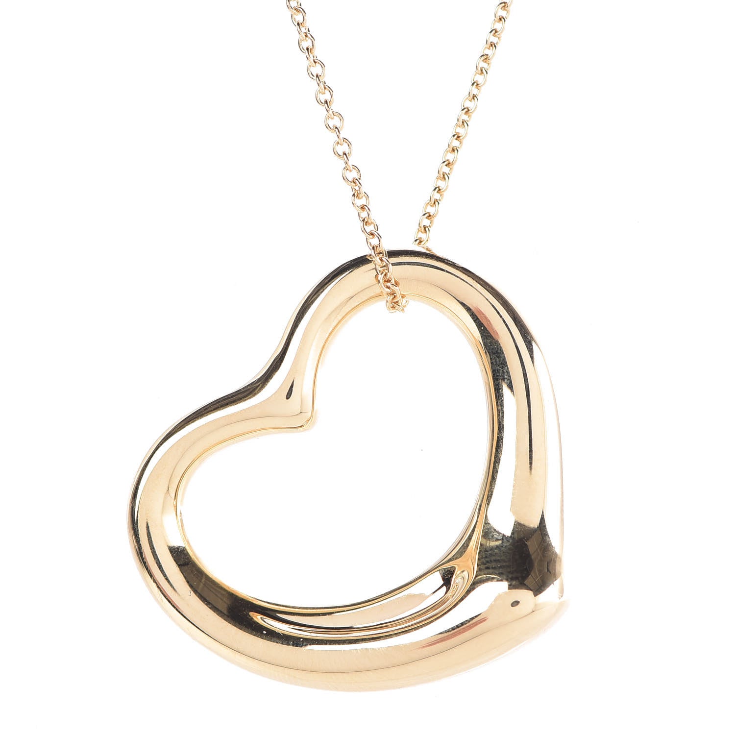 Tiffany 18K Yellow Gold Elsa Peretti Medium Open Heart Pendant Necklace 4 of 9