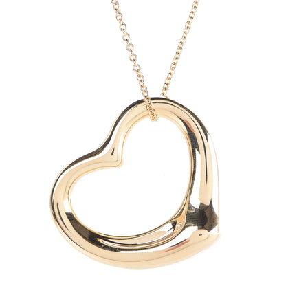 Tiffany 18K Yellow Gold Elsa Peretti Medium Open Heart Pendant Necklace 4 of 9
